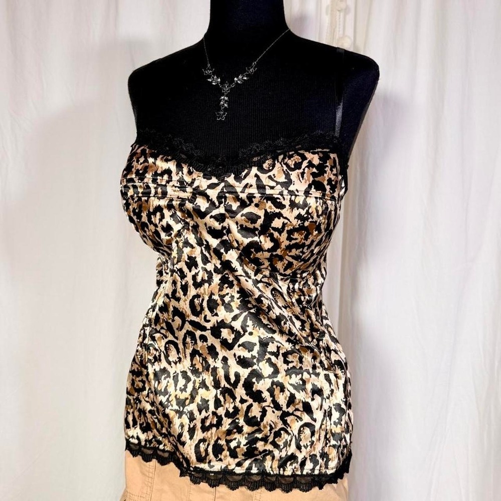 Myth Leopard Satin Corset Cami Top 2X